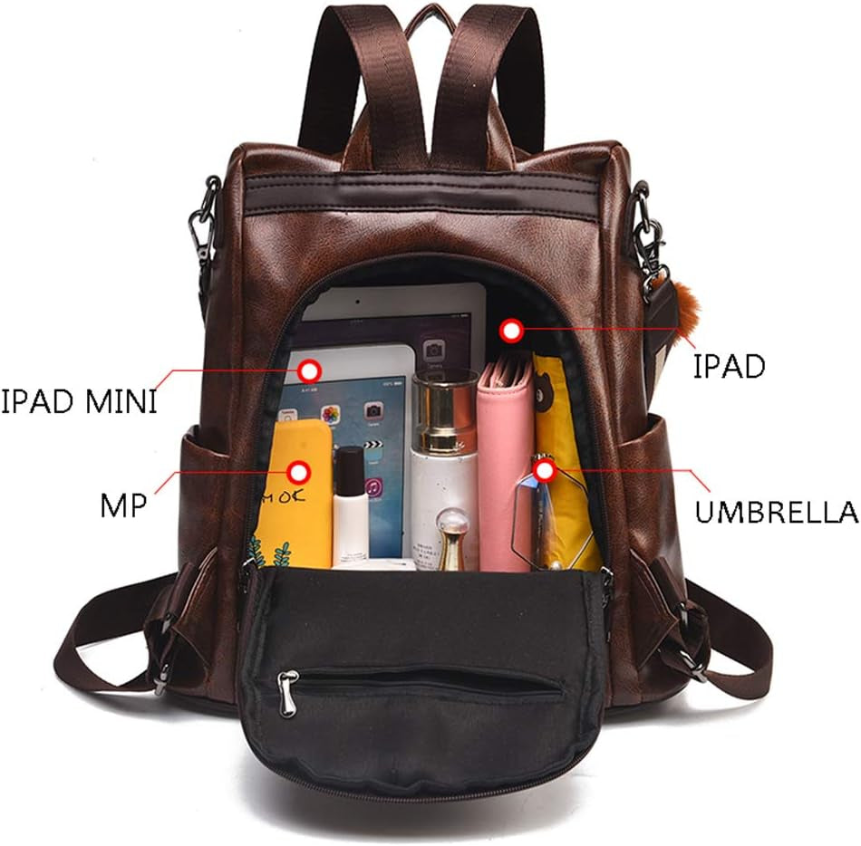 Women Backpack Purse anti Theft Waterproof Detachable Covertible Casual Travel Shoulder Bag (Coffee)